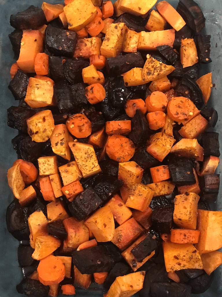 Roasted Beets, Sweet Potatoes, and Carrots